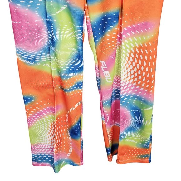 FUBU X Forever 21 Size M Pants Pull-On Wide Leg Rainbow Swirl Logo StreetWear - Picture 5 of 11